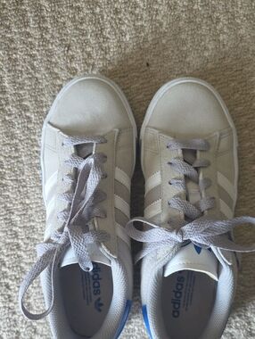 adidas Suede Low-Top Sneakers in Light Gray and White
